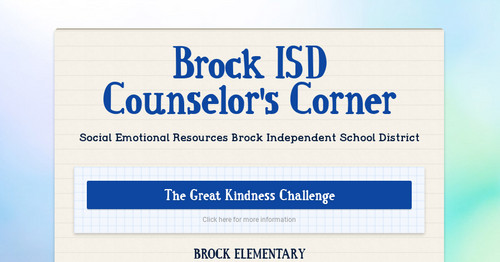 Brock ISD Counselor's Corner