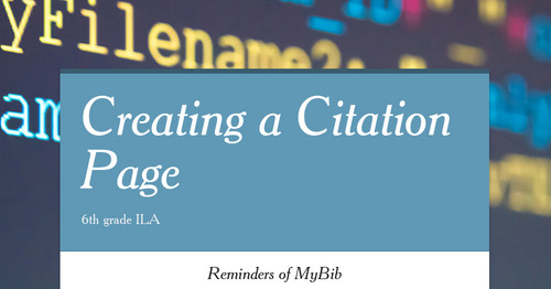 Creating a Citation Page