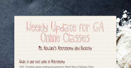Weekly Update for GA Online Classes
