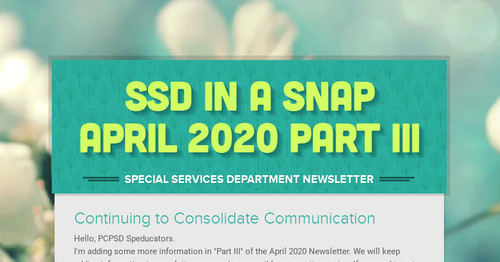 SSD in a Snap April 2020 Part III