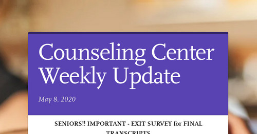 Counseling Center Weekly Update