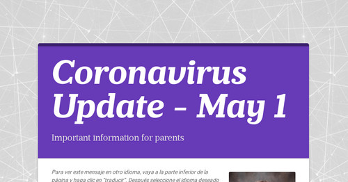 Coronavirus Update - May 1
