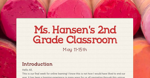 Ms. Hansen's 2nd Grade Classroom