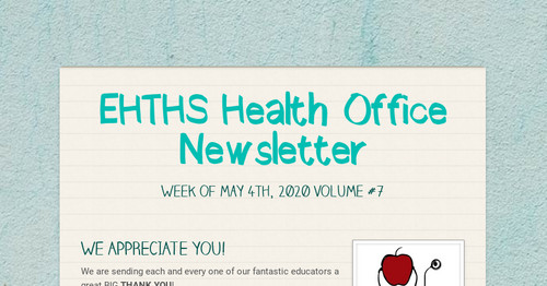 EHTHS Health Office Newsletter