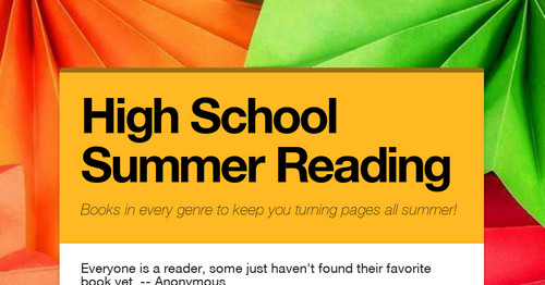 High School Summer Reading
