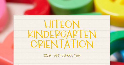 HITEON KINDERGARTEN ORIENTATION