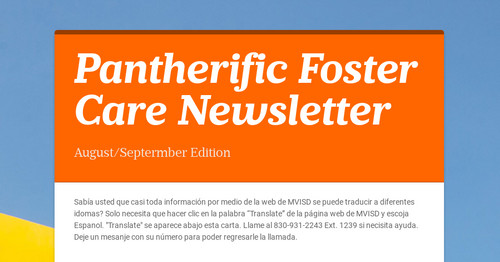 Pantherific Foster Care Newsletter