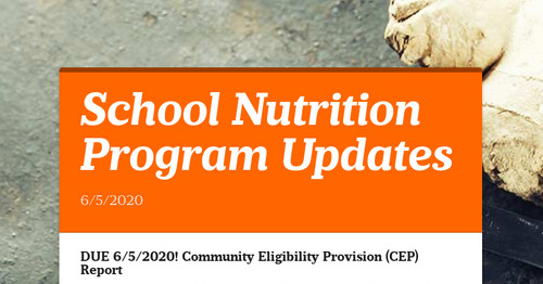 School Nutrition Program Updates