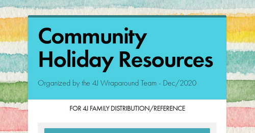 Community Holiday Resources