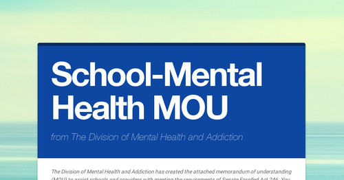School-Mental Health MOU