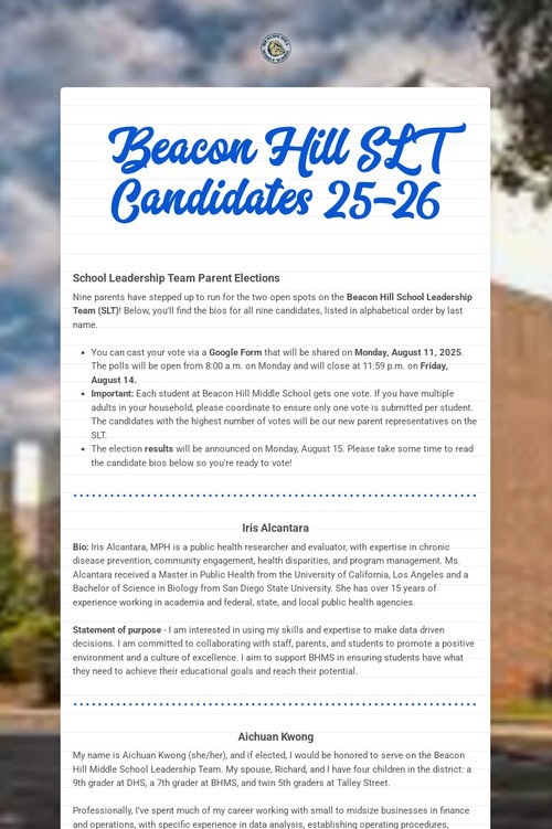 Beacon Hill SLT Candidates 25-26