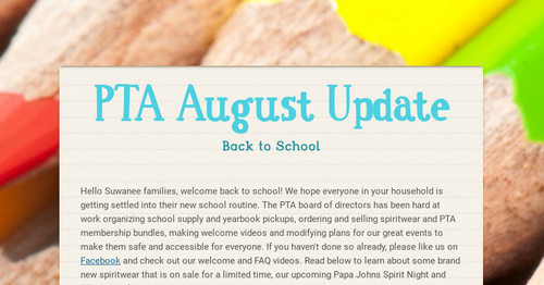 PTA August Update