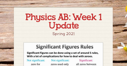 Physics AB: Week 1 Update