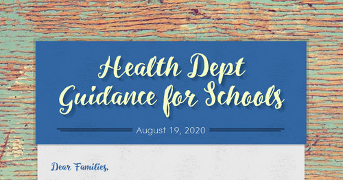 Health Dept Guidance for Schools