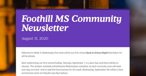 Foothill MS Community Newsletter