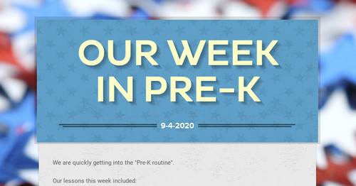 Our Week in Pre-K