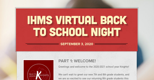 IHMS Virtual Back To School Night