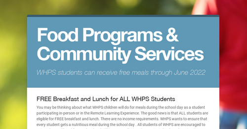 WHPS Free Breakfast and Lunch