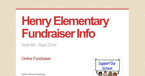 Henry Elementary Fundraiser Info