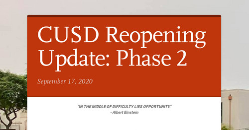 CUSD Reopening Update: Phase 2