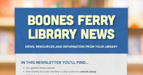 Boones Ferry Library News