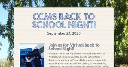 CCMS BACK TO SCHOOL NIGHT!
