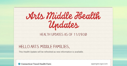 Arts Middle Health Updates