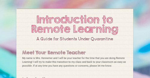 Introduction to Remote Learning