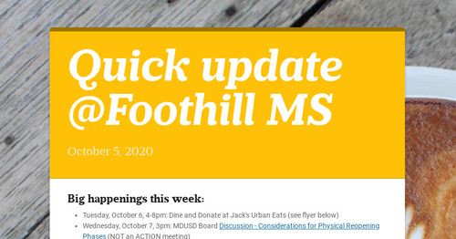Quick update @Foothill MS