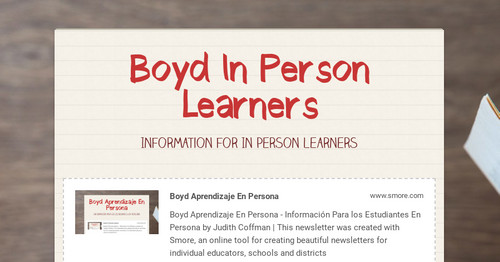 Boyd In Person Learners