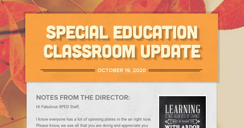 Special Education Classroom Update