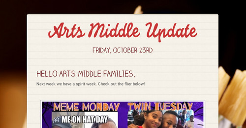 Arts Middle Update