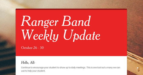 Ranger Band Weekly Update