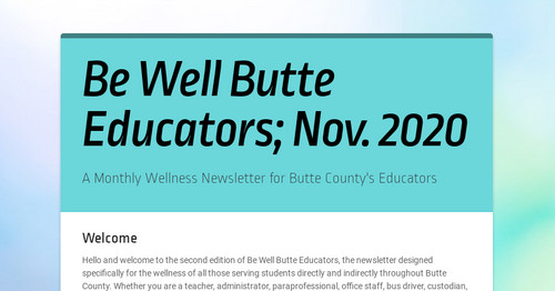 Be Well Butte Educators; Nov. 2020
