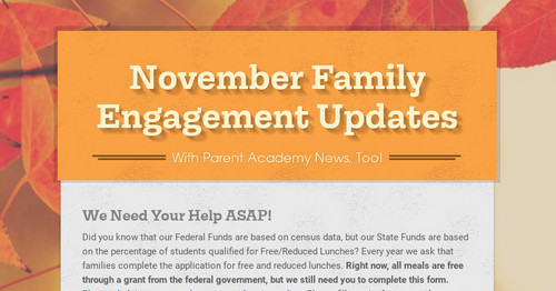 November Family Engagement Updates