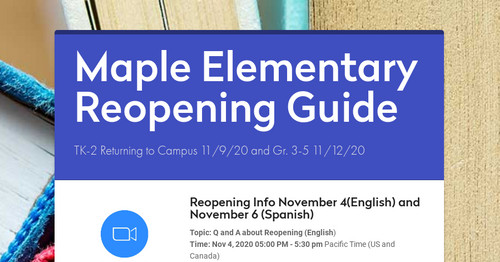 Maple Elementary Reopening Guide