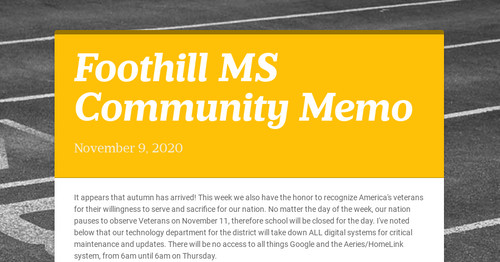 Foothill MS Community Memo