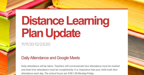 Distance Learning Plan Update
