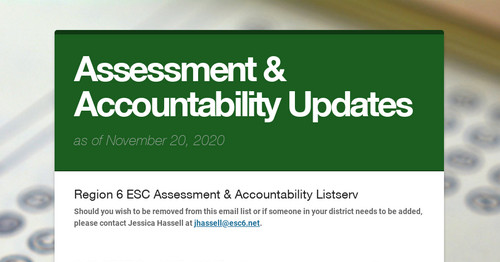 Assessment & Accountability Updates