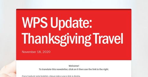 WPS Update: Thanksgiving Travel