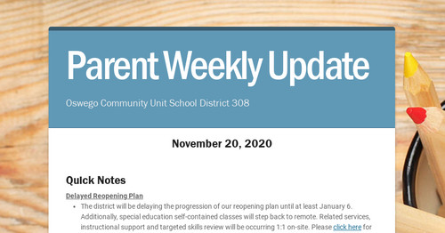 Parent Weekly Update