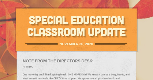 Special Education Classroom Update