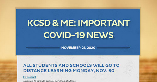 KCSD & Me: Important COVID-19 news
