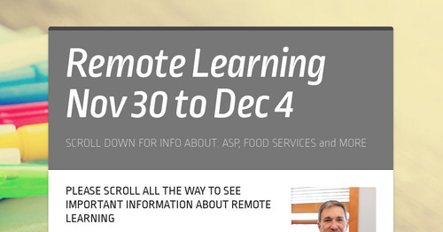 Remote Learning Nov 30 to Dec 4