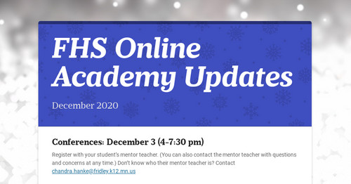 FHS Online Academy Updates