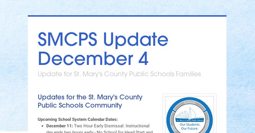 SMCPS Update December 4