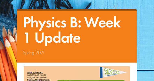 Physics B: Week 1 Update
