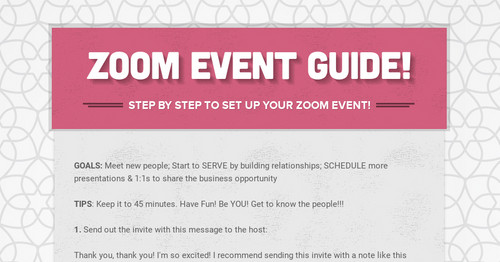 Zoom Event Guide!