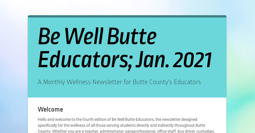 Be Well Butte Educators; Jan. 2021