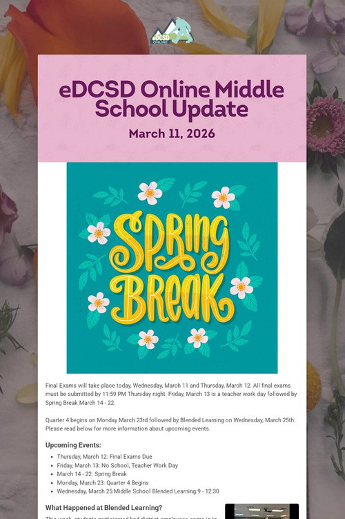 eDCSD Online Middle School Update